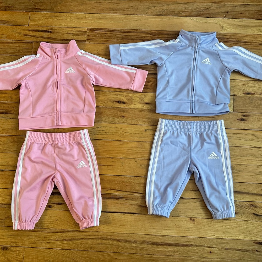 (2) Adidas Girls 2 - Piece Tracksuit Set 3 Months